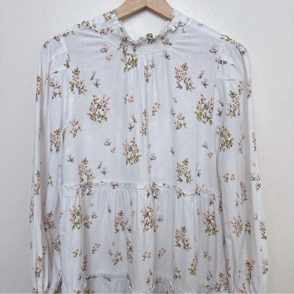 Free People Womens Small Four Mini Dress Floral Long Sleeve - Picture 3 of 13